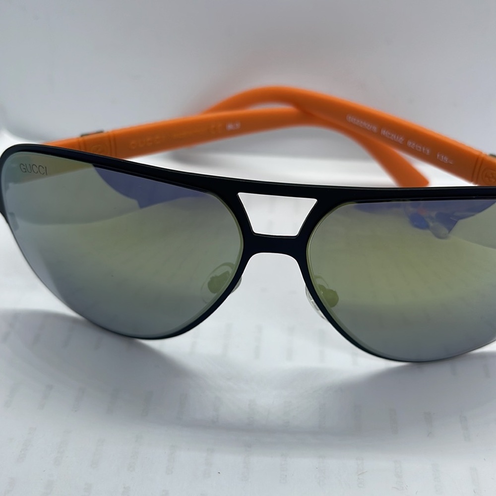 Brand new Gucci Sunglass Unisex GG2252/s Black with Orange Mirror lenses - Picture 7 of 8